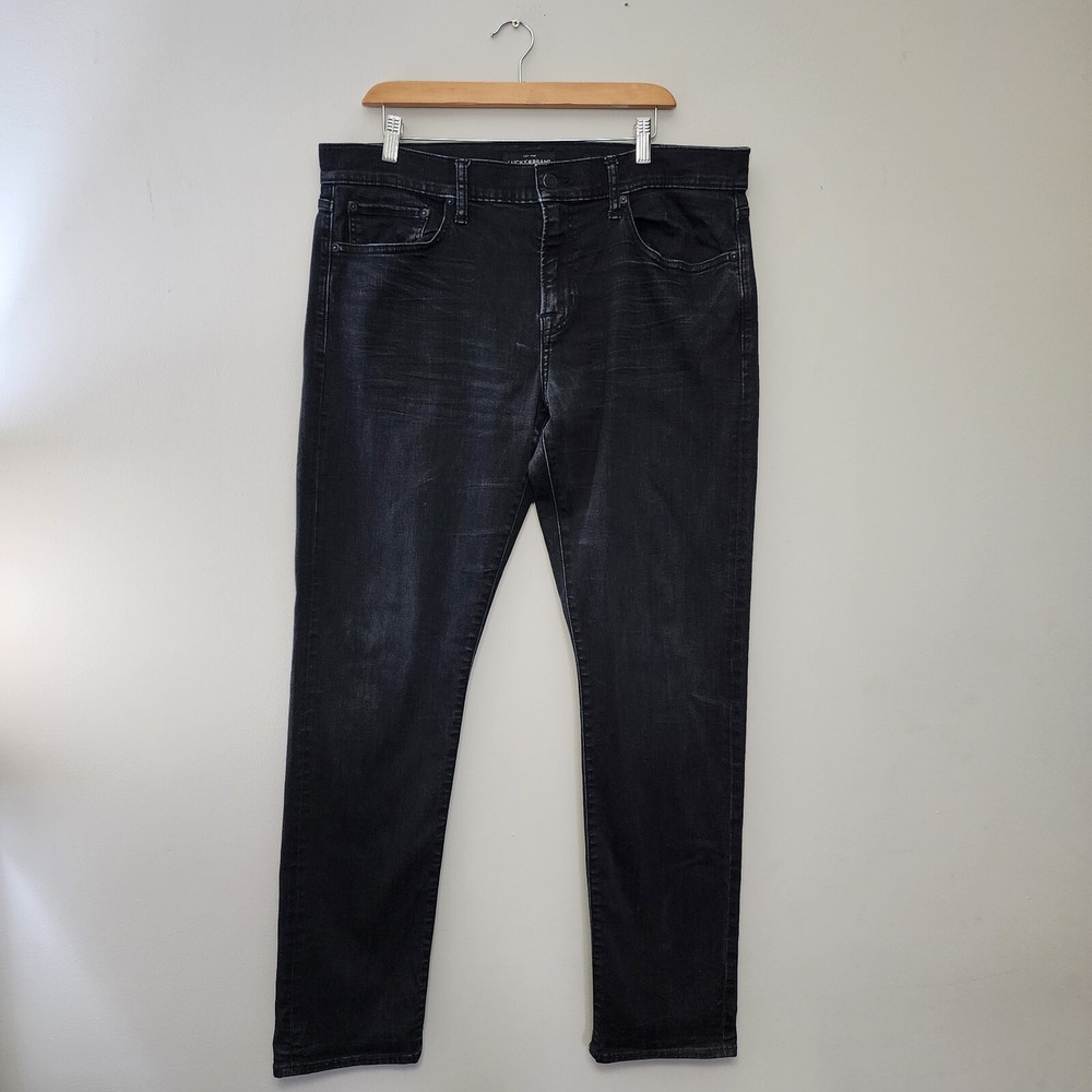 Lucky Brand 110 Skinny Slim Jeans Mens 36x32 Black Stretch Denim Whiskering Fade